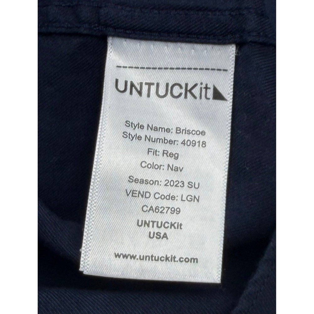 UNTUCKit Briscoe Navy Blue Cotton Short Sleeve Button Down Shirt Mens XL 40918 - Picture 4 of 6